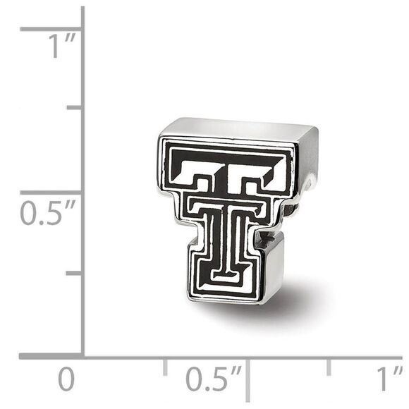 Sterling Silver Texas Tech University Block TT Enamel Bead Charm - Picture 5 of 6
